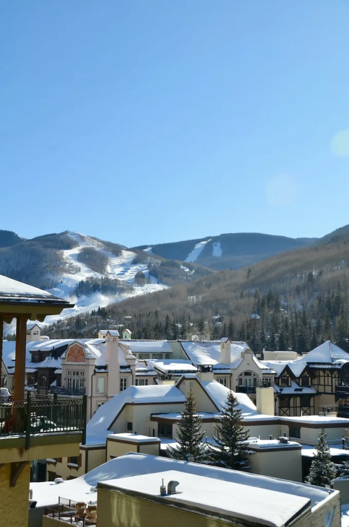 Scenic view of Vail, Colorado, showcasing its picturesque landscape and mountainous backdrop.